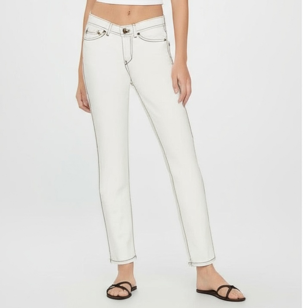 Gap Jeans 0/24 White Low Rise Straight Leg Stretch‎ Y2K Minimalist Chic
